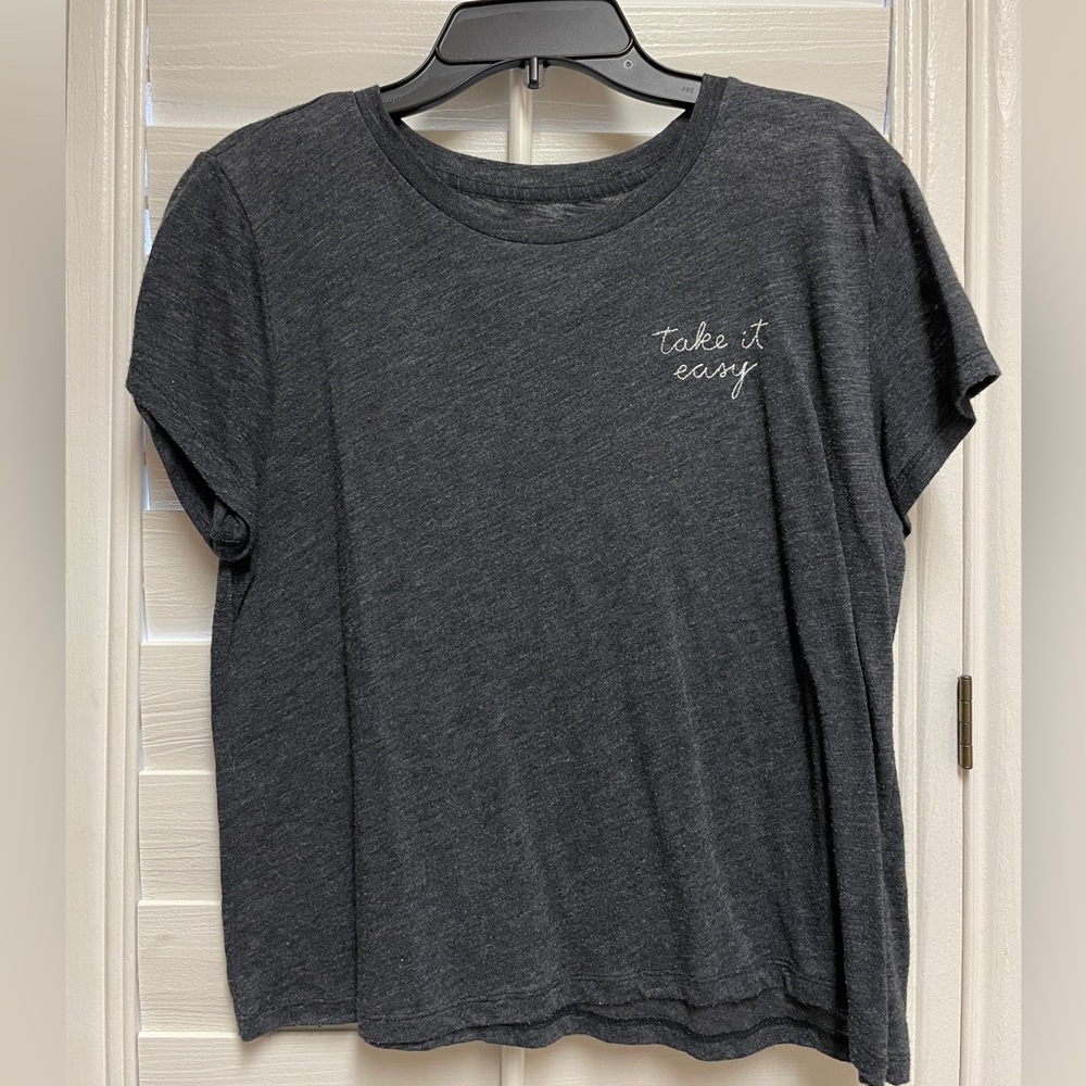 Abercrombie Grey Embroidered Take it Easy Tee - Size S